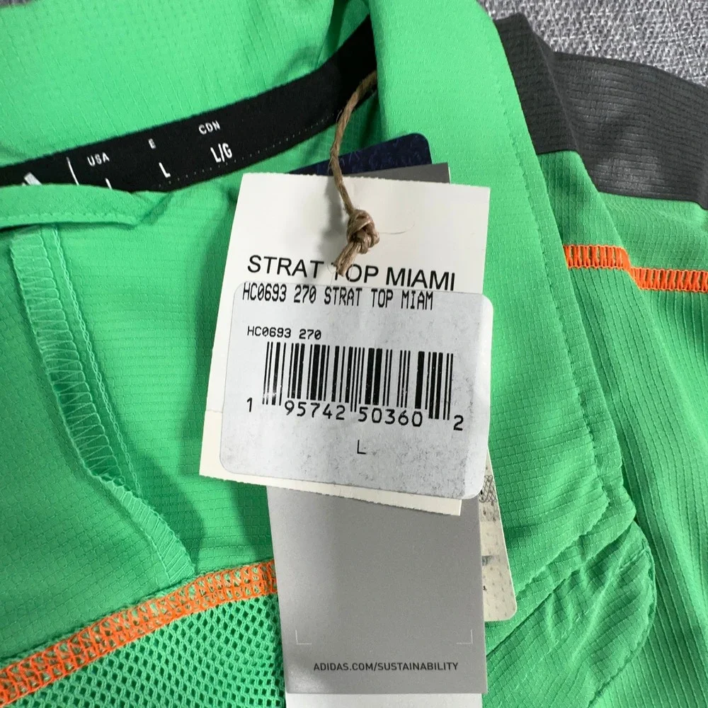 Adidas Miami Hurricanes Jacket Men L Green Miami Nights Strategy Half-Zip SS NEW